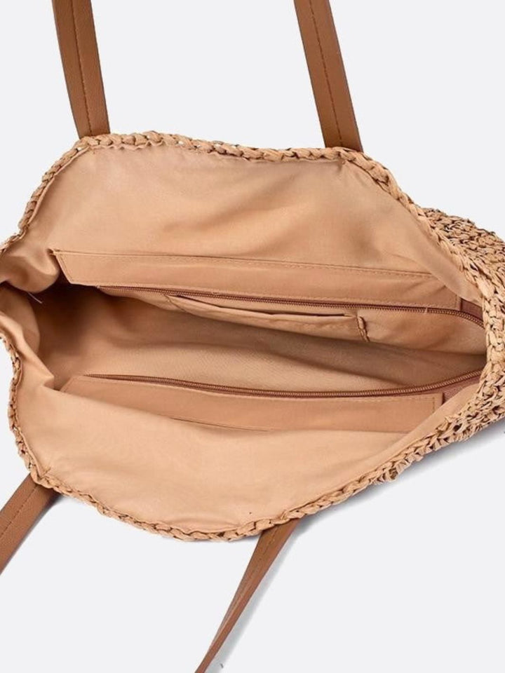 Bolso de paja con círculos de colores